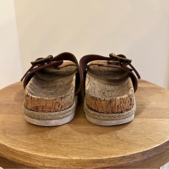 Esprit Brielle Sandals Womens Size 6.5M Brown Chestnut Cork Like Base White Heel - Picture 3 of 14